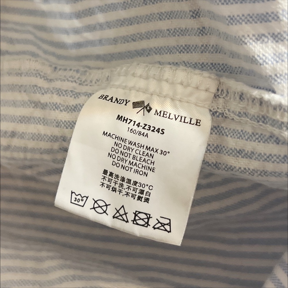 Brandy Melville Light Blue and White Striped Women's Boxer Shorts One Size EUC - Picture 5 of 5